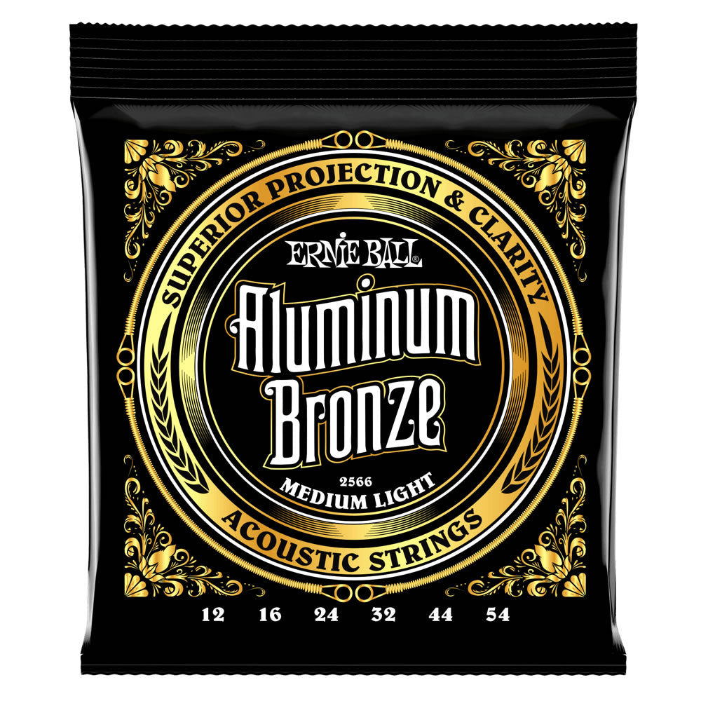 Ernie Ball Aluminum Bronze Acoustic Guitar Strings - 12-54 Gauge - Medium Light