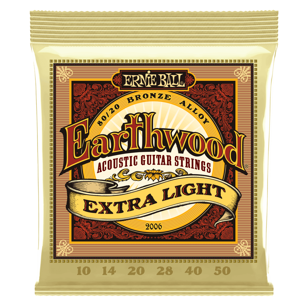 Ernie Ball Earthwood 80/20 Bronze Acoustic Guitar Strings 10-50 Gauge - Extra Light