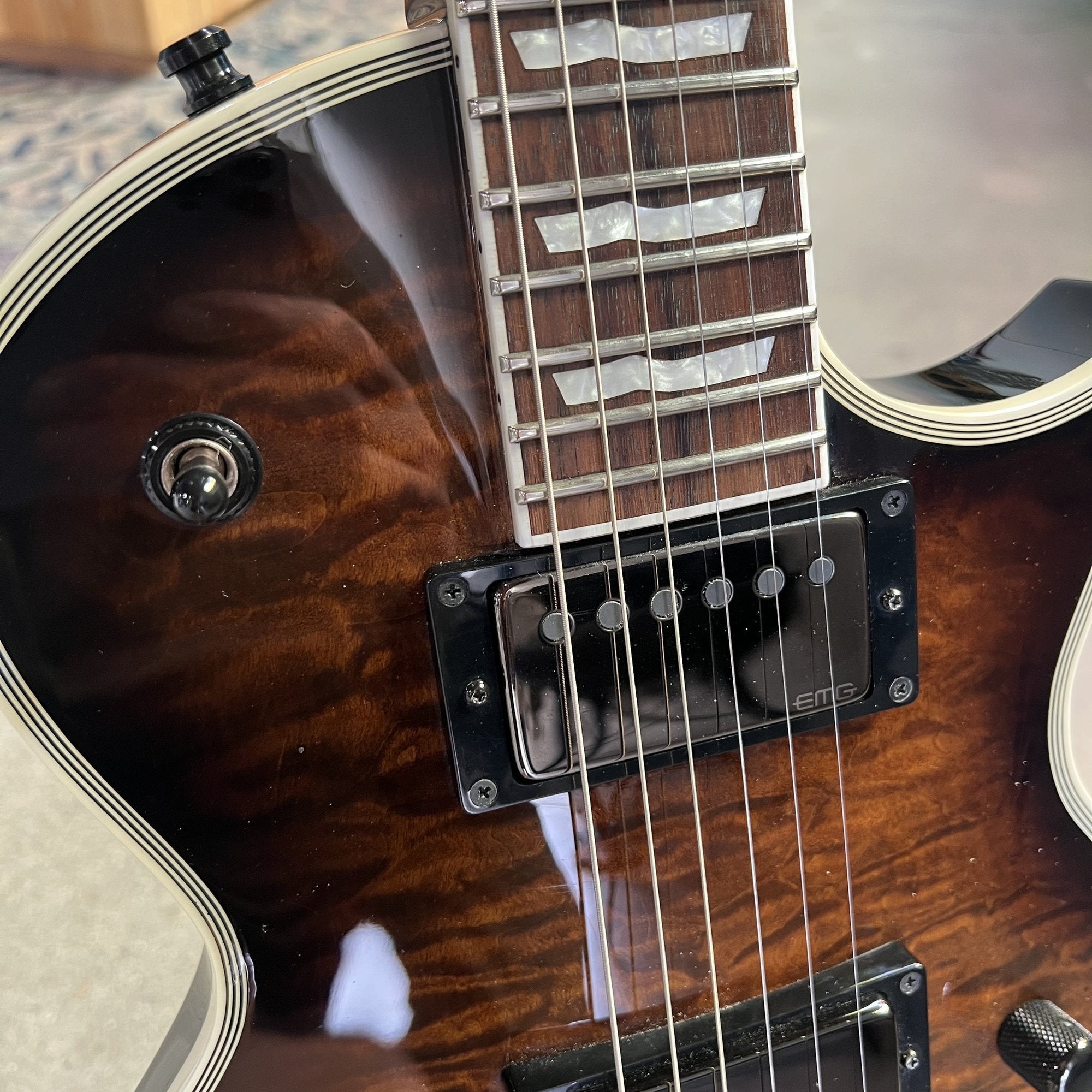 ESP E-II Eclipse in Tiger Eye Burst