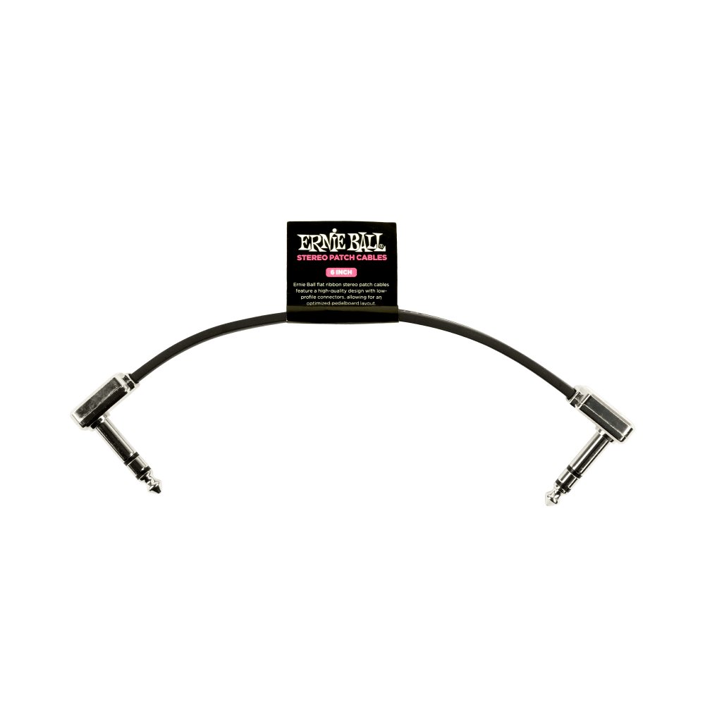 Ernie Ball Flat Stereo Ribbon Patch Cable, Black, Single