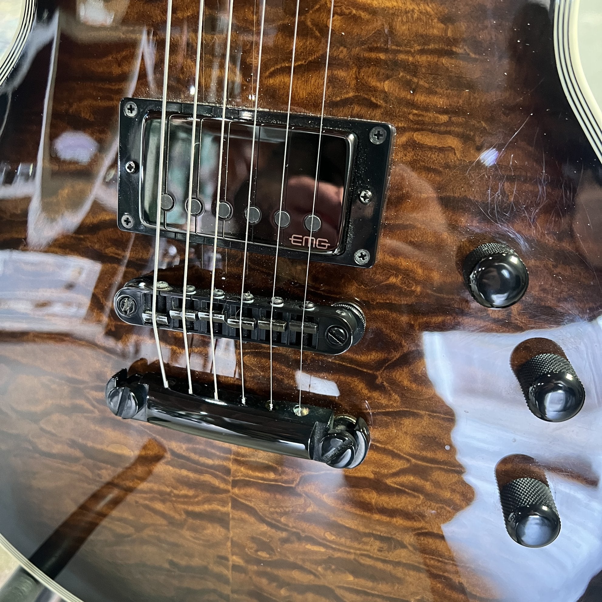 ESP E-II Eclipse in Tiger Eye Burst