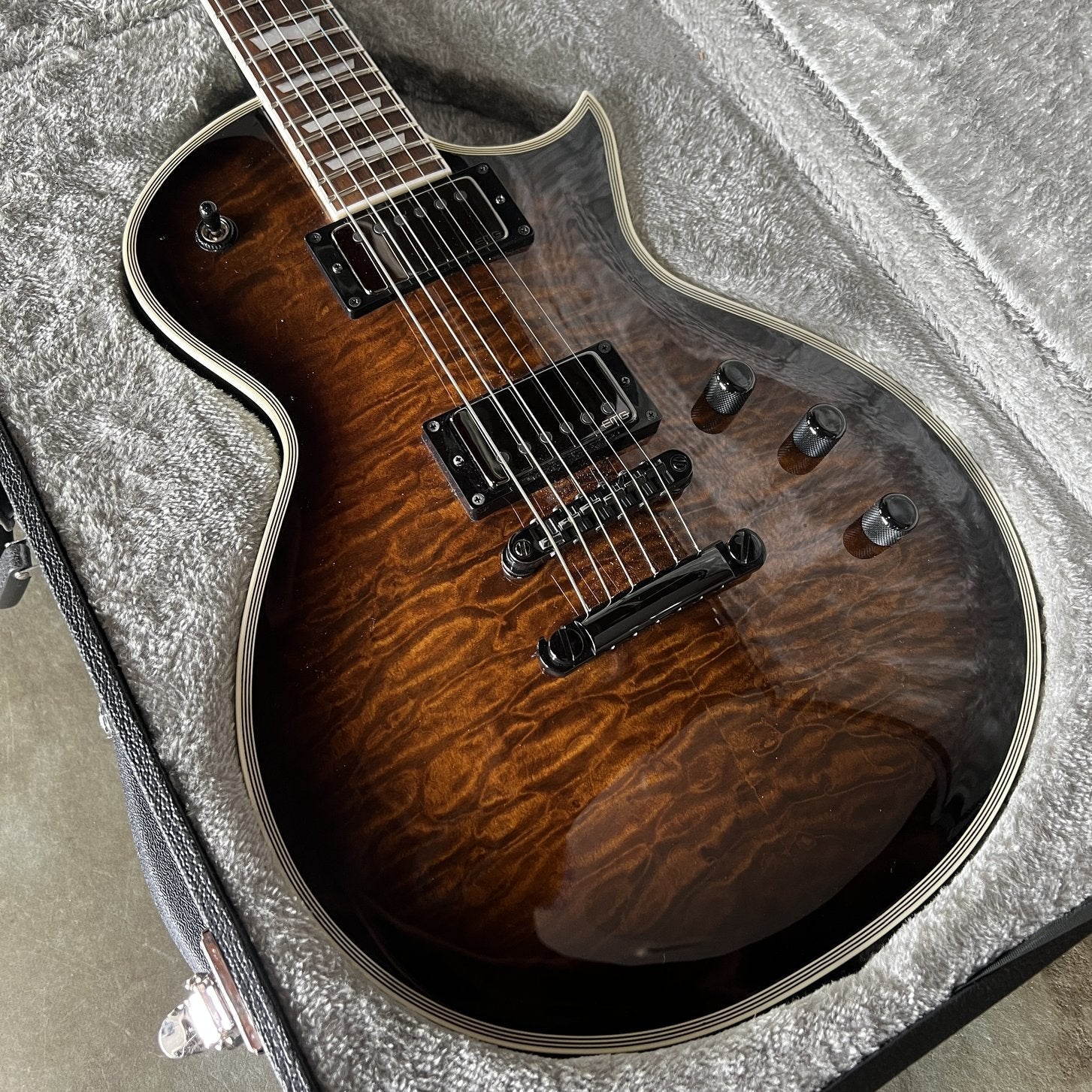 ESP E-II Eclipse in Tiger Eye Burst