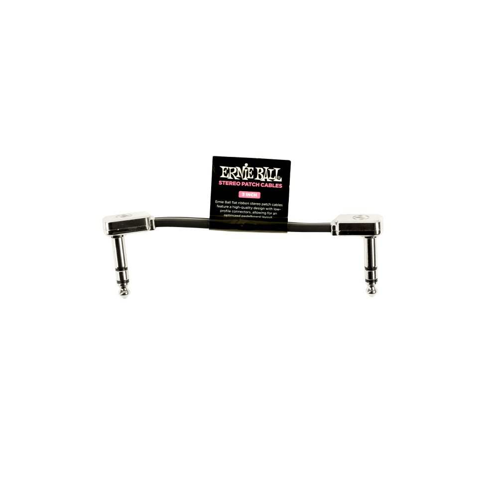 Ernie Ball Flat Stereo Ribbon Patch Cable, Black, Single