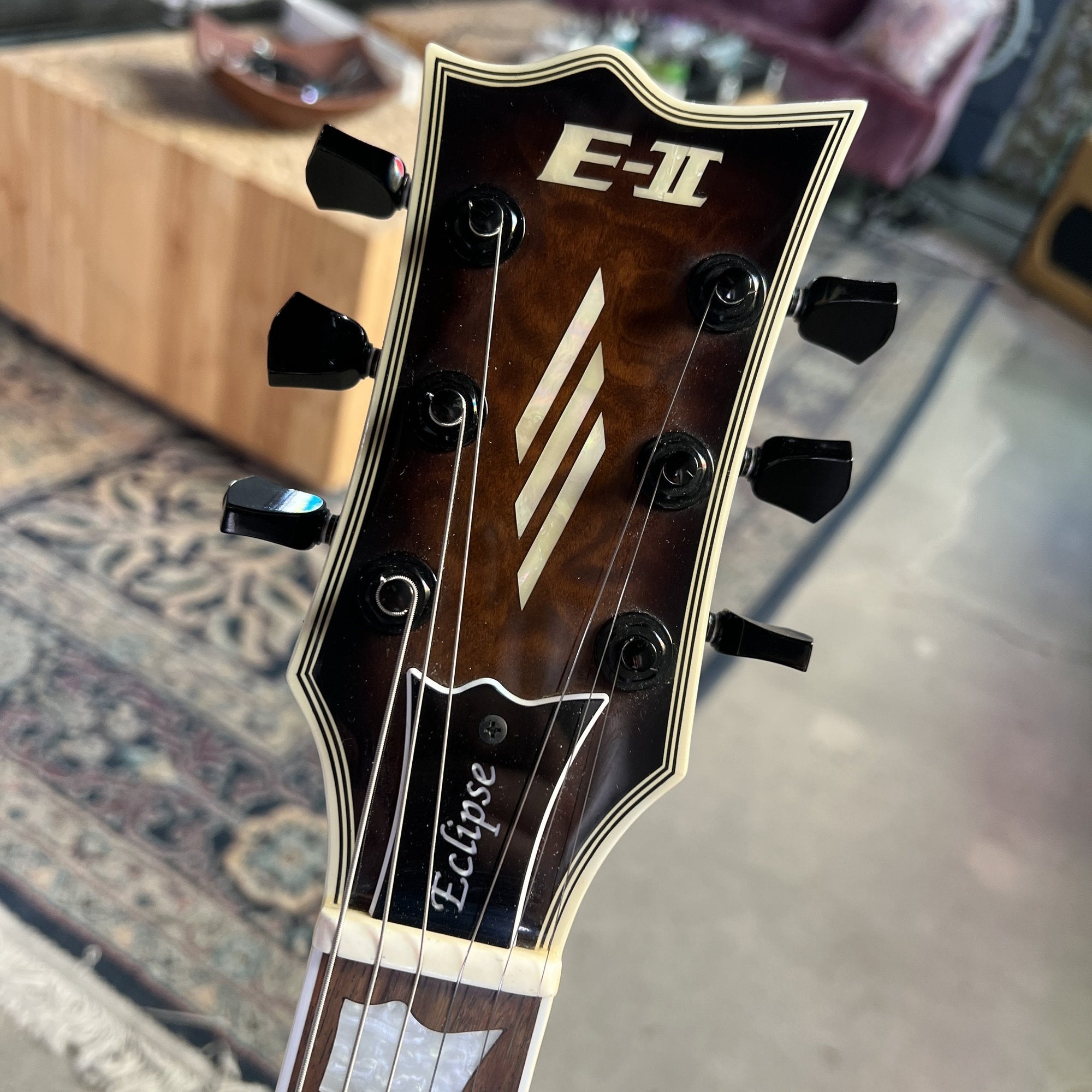 ESP E-II Eclipse in Tiger Eye Burst