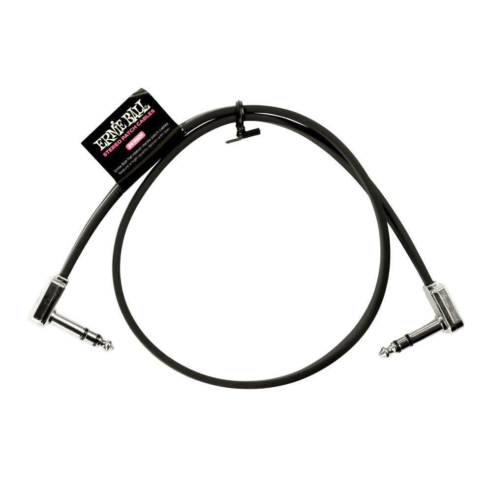 Ernie Ball Flat Stereo Ribbon Patch Cable, Black, Single