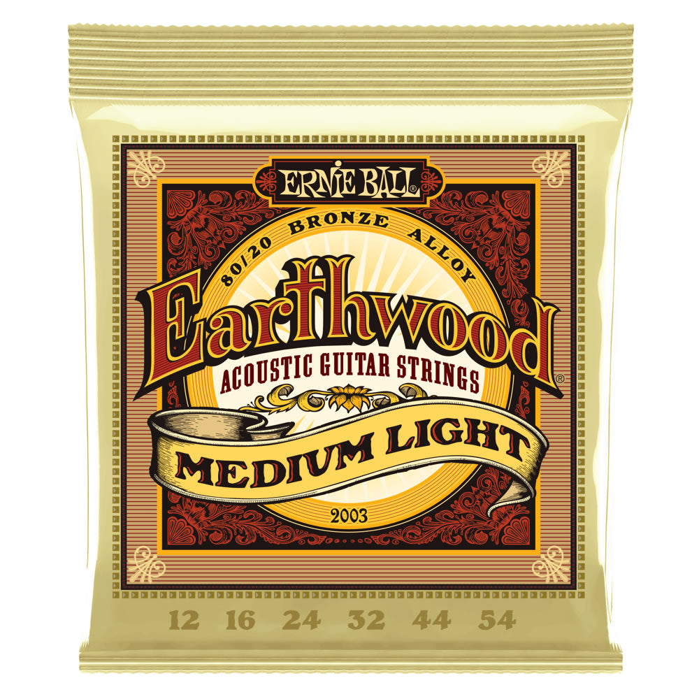 Ernie Ball Earthwood 80/20 Bronze Acoustic Guitar Strings - 12-54 Gauge - Medium Light