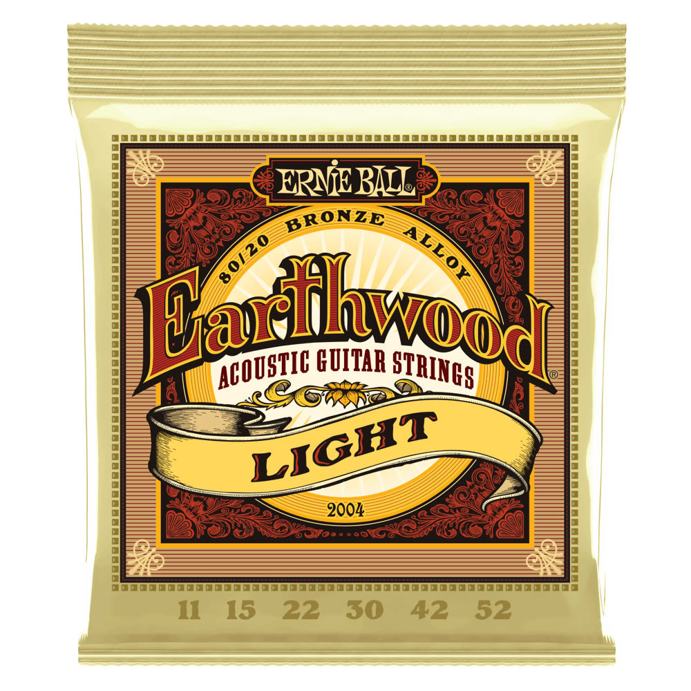 Ernie Ball Earthwood 80/20 Bronze Acoustic Guitar Strings - 11-52 Gauge - Light