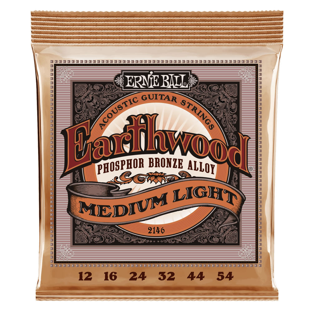 Ernie Ball Earthwood Phosphor Bronze Acoustic Guitar Strings 12-54 Gauge - Medium Light