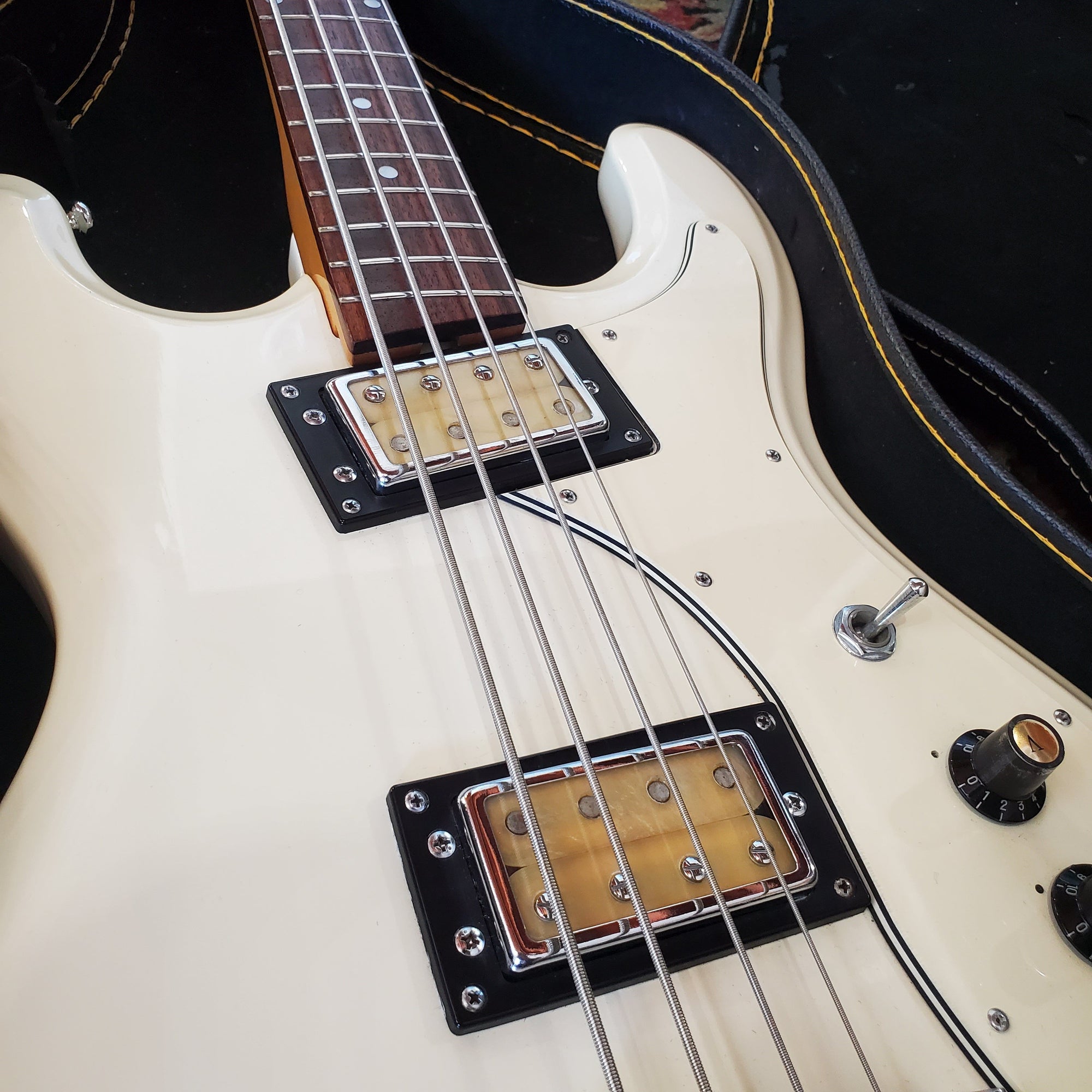 1972 Univox Hi-Flyer Bass Guitar, Rare Vintage White