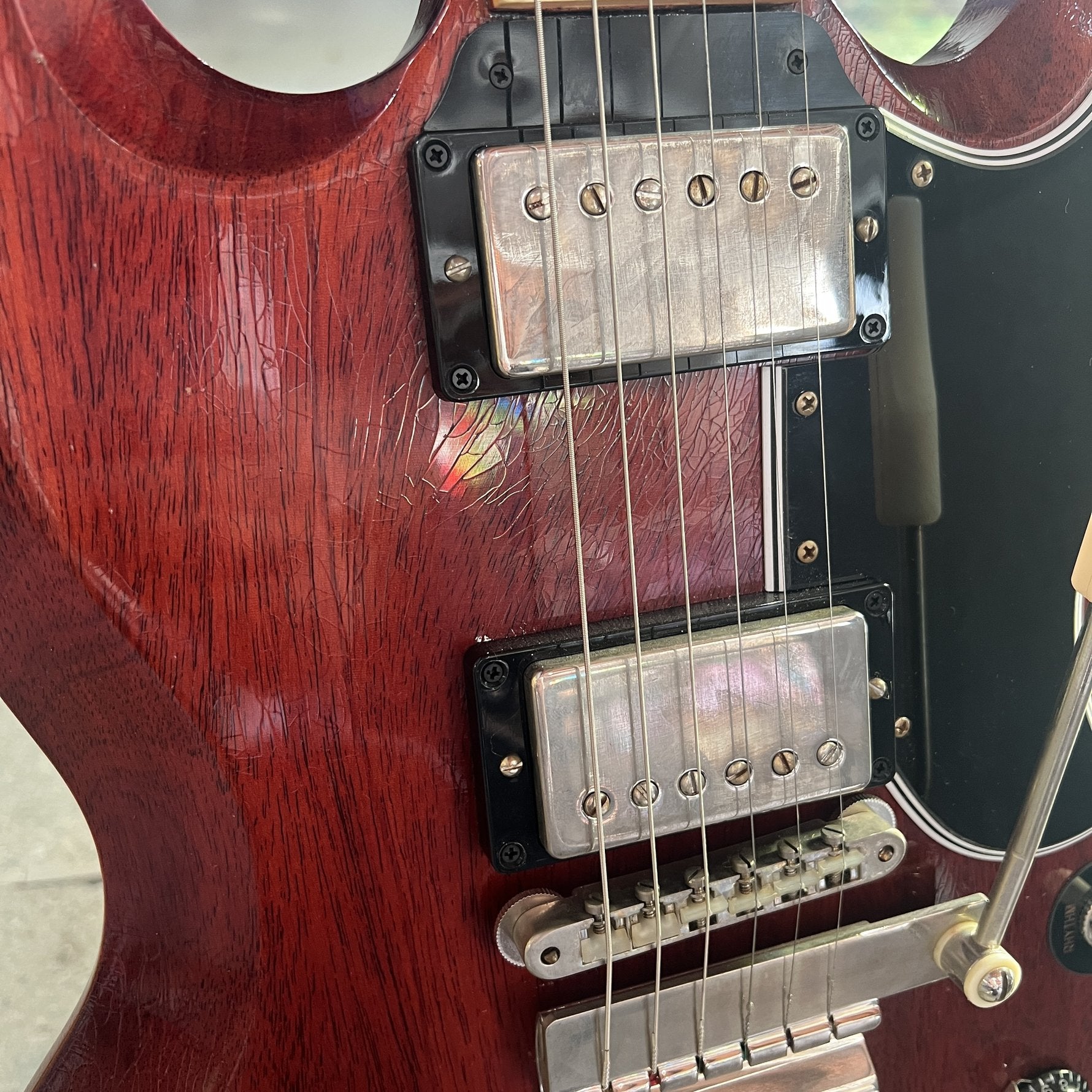 Gibson Custom 1964 SG Standard Reissue w/ Maestro Electric Guitar - Murphy Lab Ultra Light Aged Cherry Red